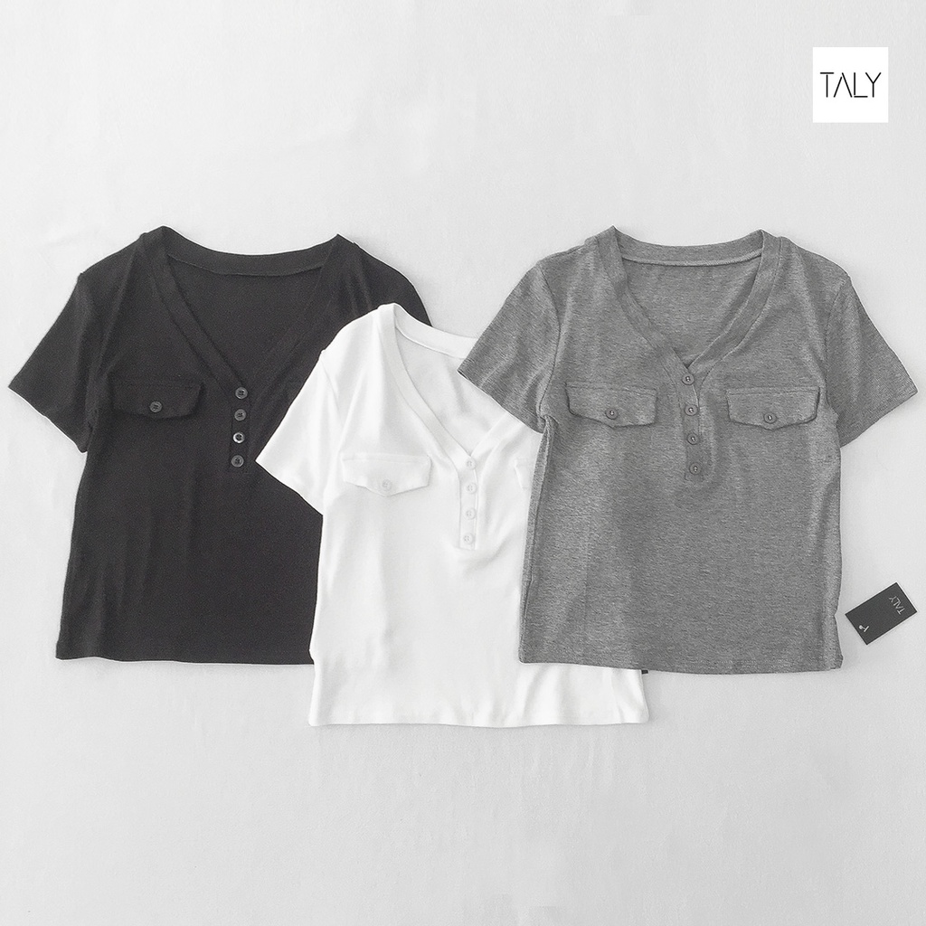 Áo thun cổ V 4 nút TALY A08034