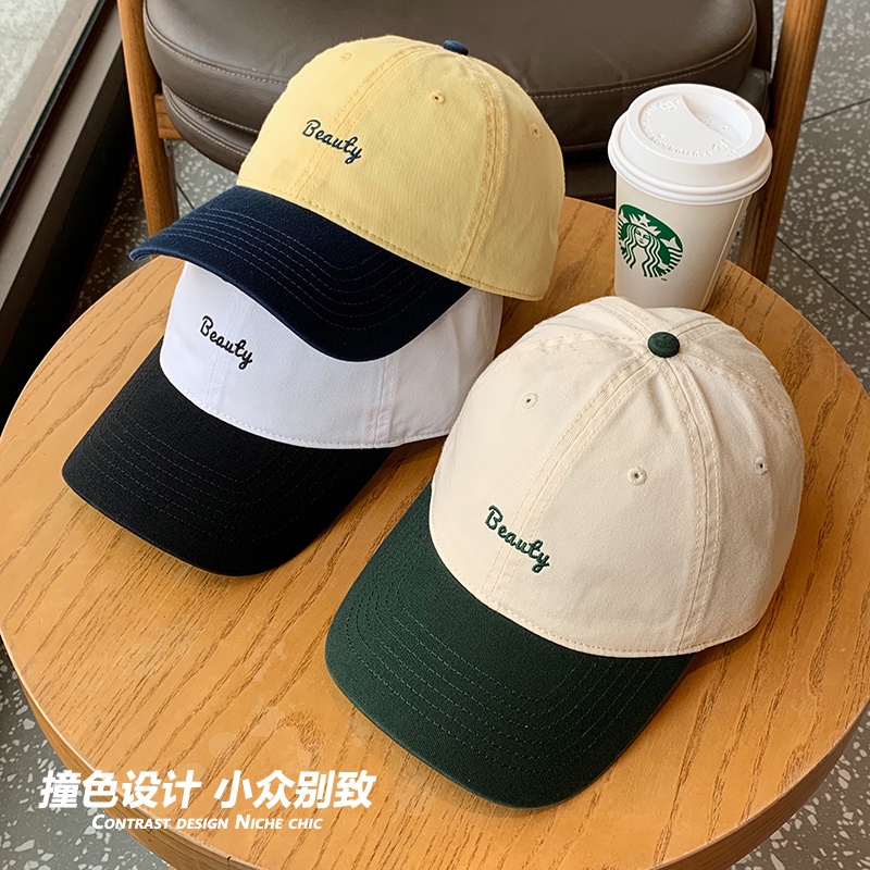 Mũ Lưỡi Trai Chất Liệu Cotton Mềm Màu Sắc Tương Phản Thời Trang Phong Cách Hàn Quốc Cho Nam Và Nữ