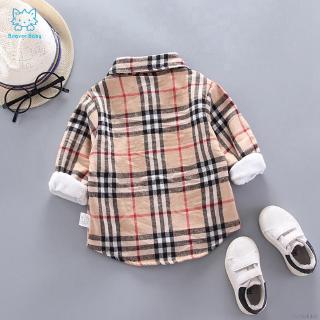 Baby Boy Tees Shirts Long Sleeve Plaid Print Loose T-Shirts Kids Tops Casual