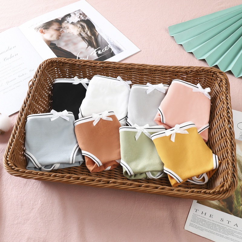 Quần Lót Nữ Cotton Cao Cấp 💖FREESHIP💖 Quần Lót Nữ Cute Đính Nơ Viền Kẻ AMYBRA B02 | BigBuy360 - bigbuy360.vn