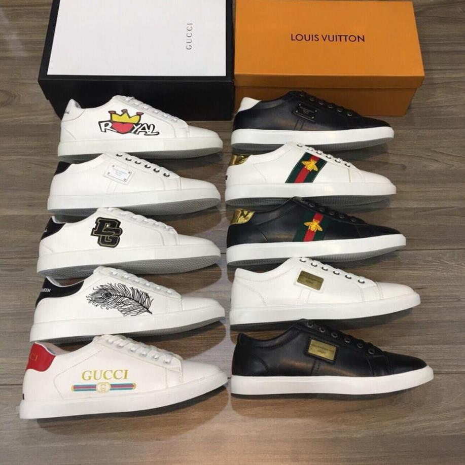 | Bán Chạy | Giày GUCCI da màu trắng đen Giày thời trang cổ thấp, giày nam, size 38-43 SẴN KHO NEW 2020 : ; ` < .