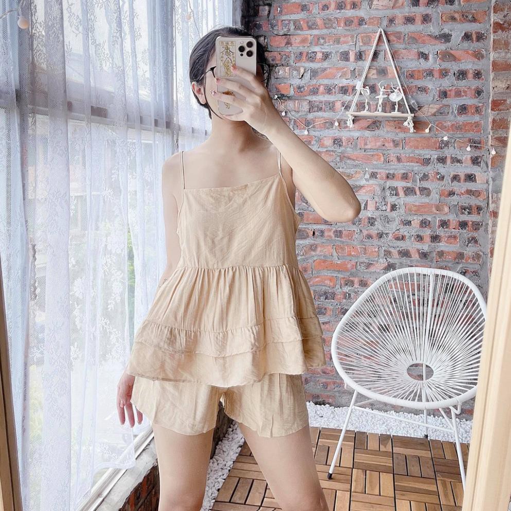 Bộ nữ hai dây sexy  style bánh bèo, Bộ đồ ngủ mặc nhà nữ 2 dây nhiều màu - SN09