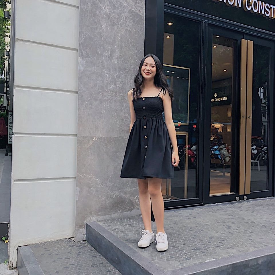 Đầm nhún smoking Fleur