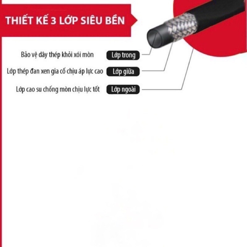 Dây rửa xe 2 lớp bố thép 10m và 15m,20m máy rửa xe cao áp