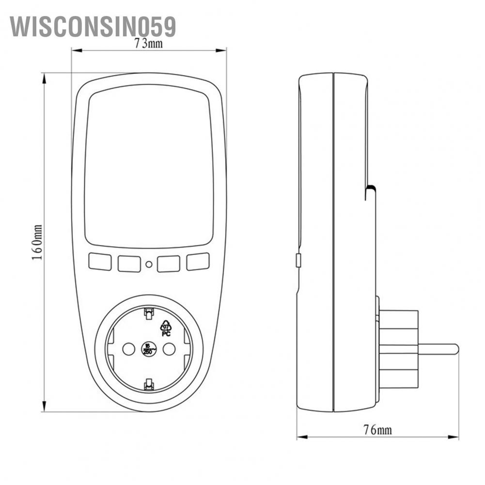 Ổ cắm tính tiền thông minh tiêu chuẩn Châu Âu Màn hình LCD kỹ thuật số Đồng hồ đo chi phí năng lượng Cắm Màn hình tiêu thụ điện Ổ cắm 230VAC 0.5W【wisconsin059】