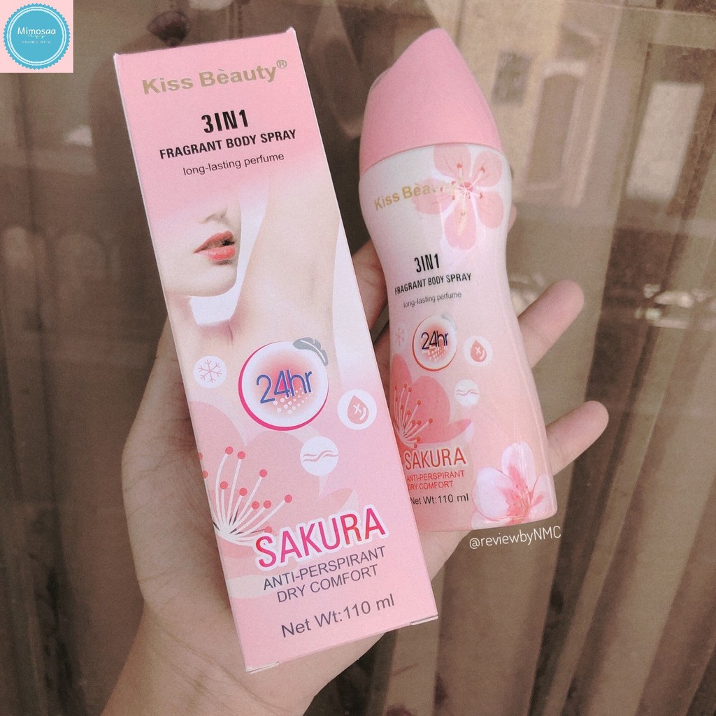 Xịt Khử Mùi Trắng Da Sakurra 3 in 1 Chai 110ml, Sản Phẩm Khử Mùi Hương Hoa Anh Đào