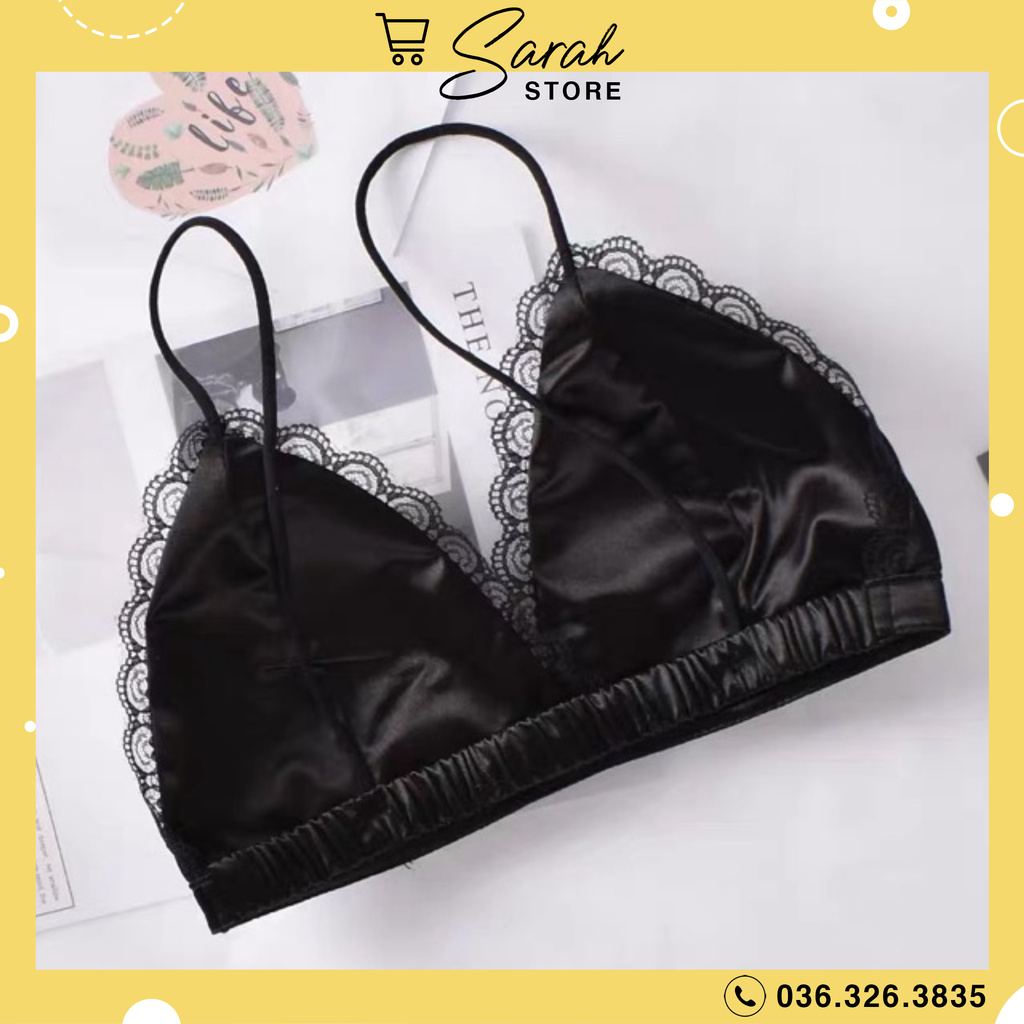 áo bra phi bóng satin ren đệm mỏng hàng free size 100 | BigBuy360 - bigbuy360.vn