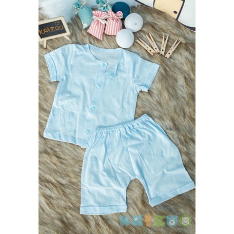 Bộ Kaizoo tay ngắn cài thẳng màu xanh 0-24M