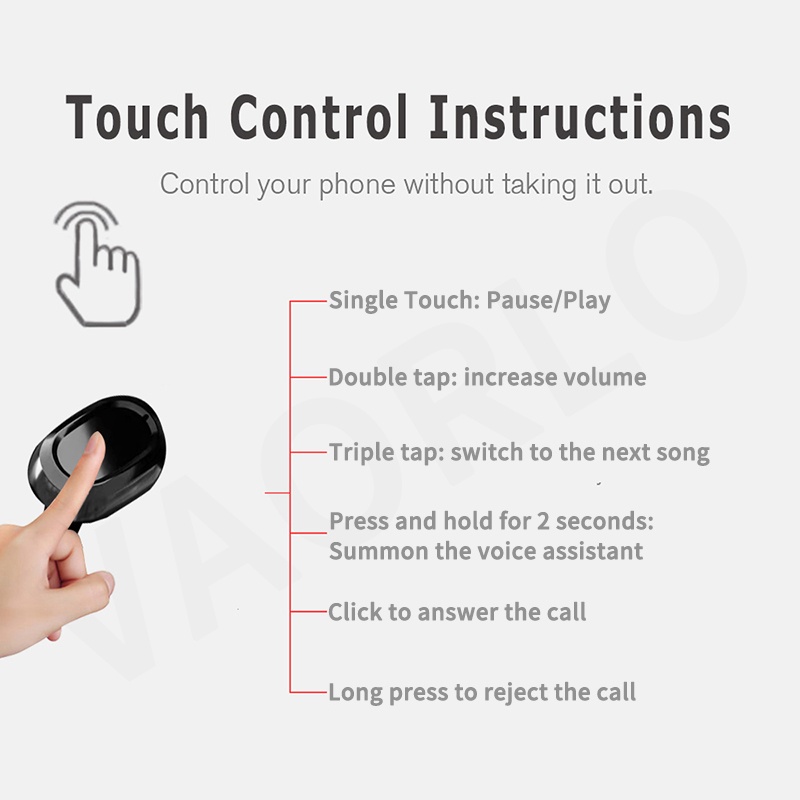 Tai nghe nhét tai Twitch C6S TWS điều khiển cảm ứng bluetooth 5.0 không dây kèm micro