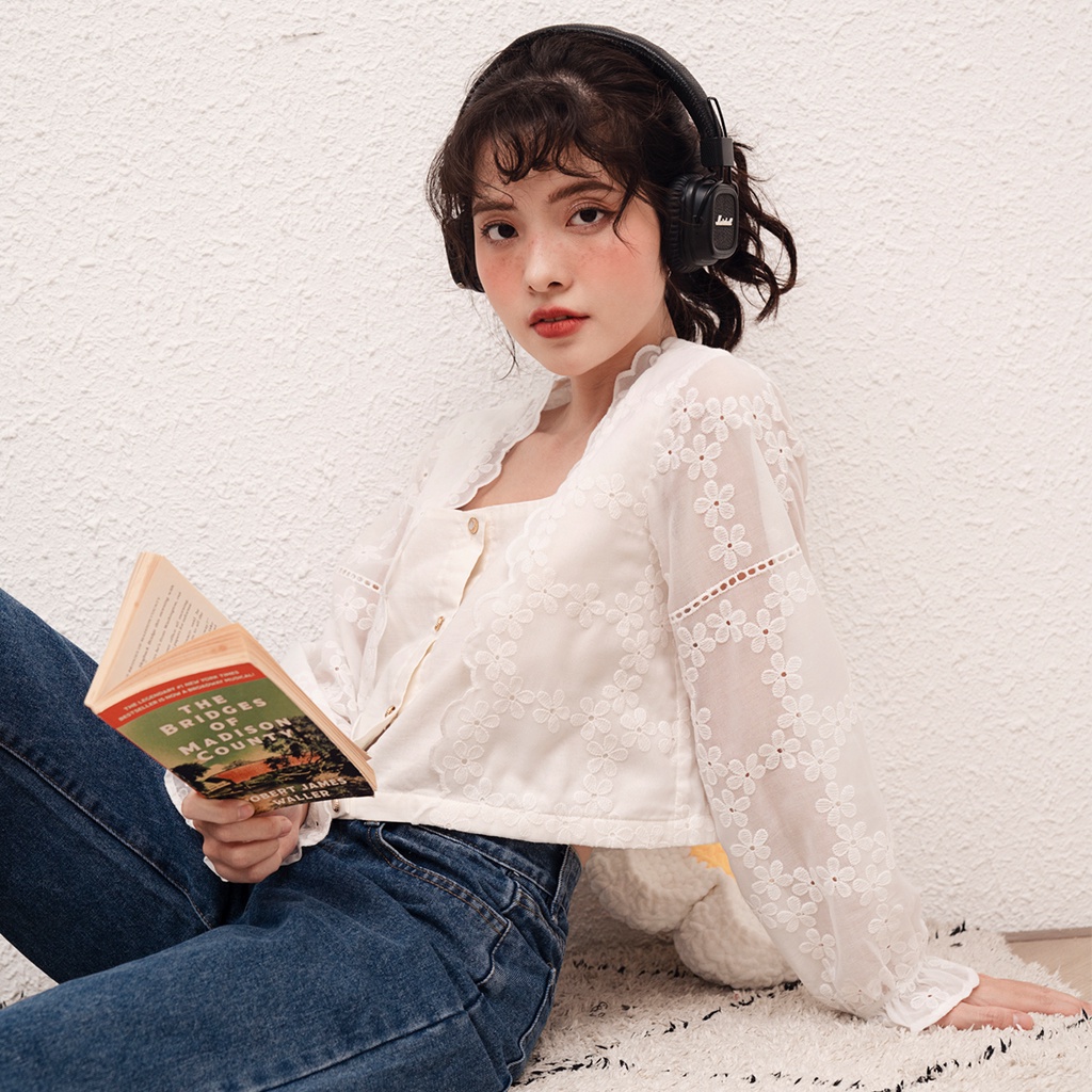 BLEUBIRD Áo thô ren Noah Top