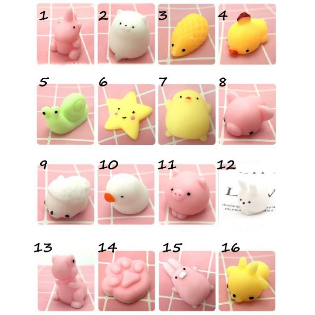 Combo 100 Squishy Mochi Hình Thú Cực Dễ Thương Đóng Túi Riêng Biệt Từng Con Mẫu Trùng Rất Ít
