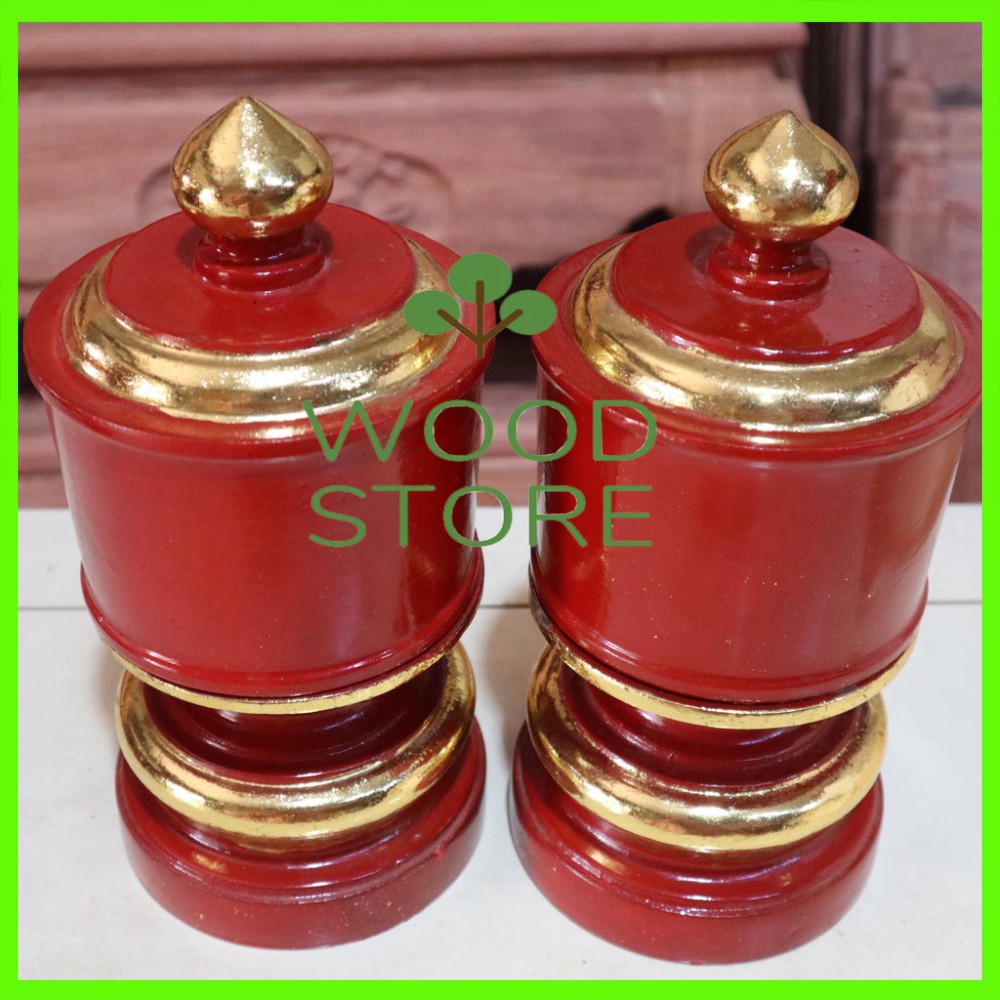 Khay cau - khay gạo gỗ mít - đài thờ gia tiên đường kính 12cm cao 22cm