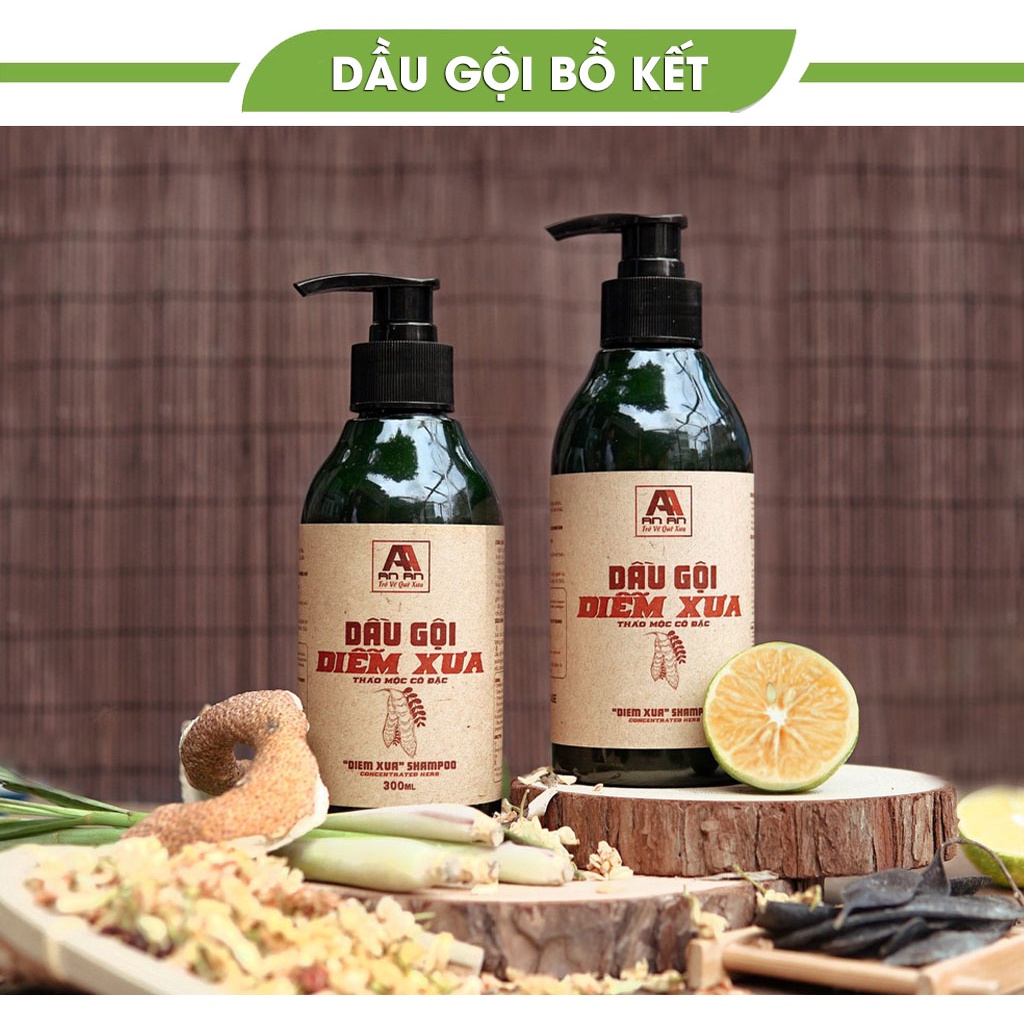 Dầu gội thiên nhiên, dầu gội bồ kết tinh chất bưởi 100% thảo dược, 300ml