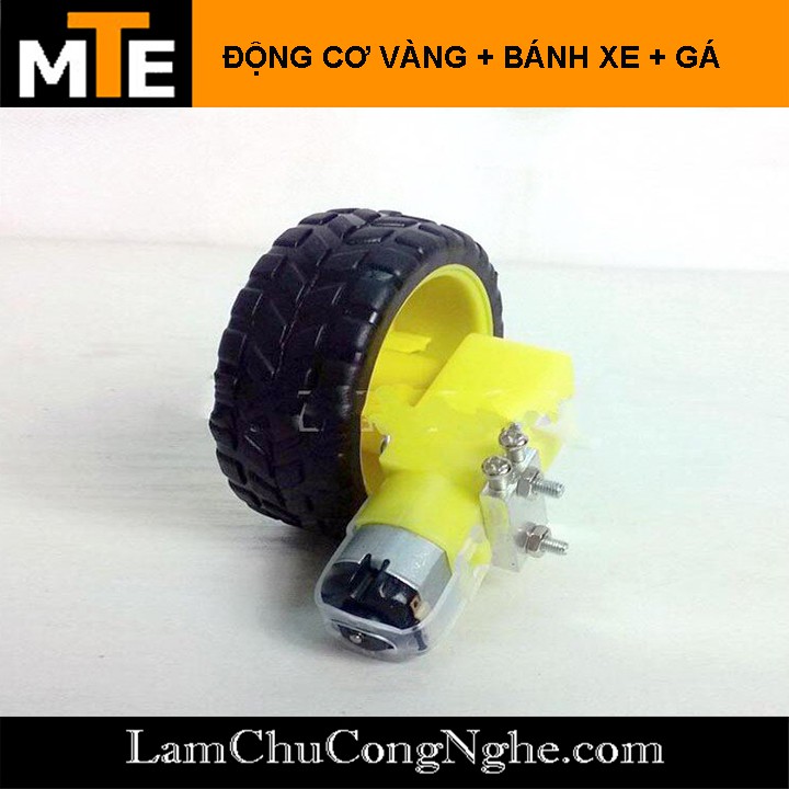 COMBO Động Cơ Vàng Giảm Tốc + Gá + Bánh Xe Cao Su Robot Mô Hình