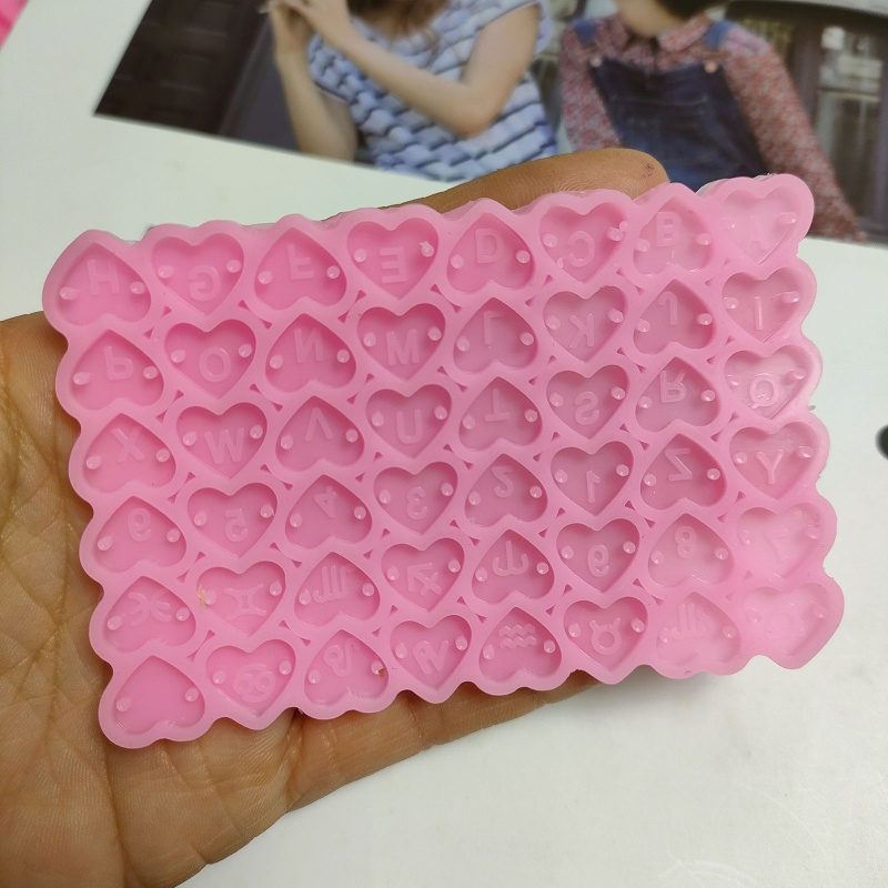 Khuôn Silicone Làm Mặt Dây Chuyền / Bông Tai Hình Trái Tim / Chữ Bằng Epoxy Pha Lê UV