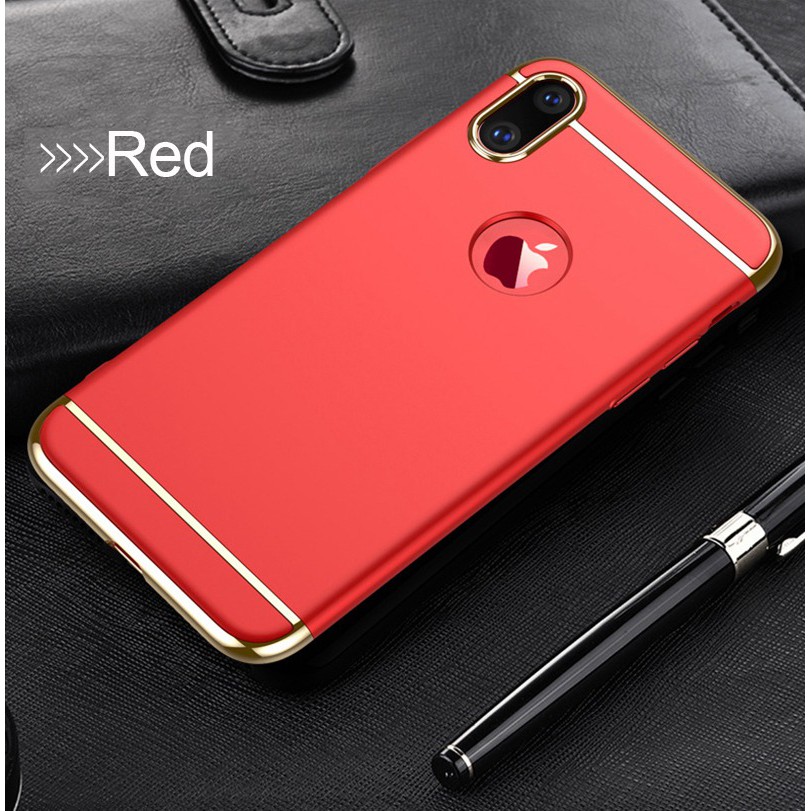 Ốp điện thoại cứng mạ kim loại 3 trong 1 cho iphone XR X XS Max 6s 7 8 Plus XR