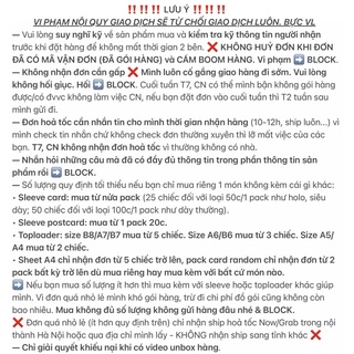 Đơn phụ kiện toploader sleeve sheet theo yêu cầu
