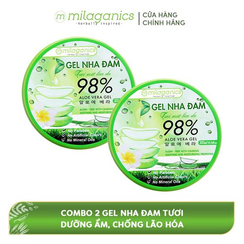 Combo 2 Gel nha đam tươi dưỡng ẩm, chống lão hóa MILAGANICS 300ml/hộp | BigBuy360 - bigbuy360.vn