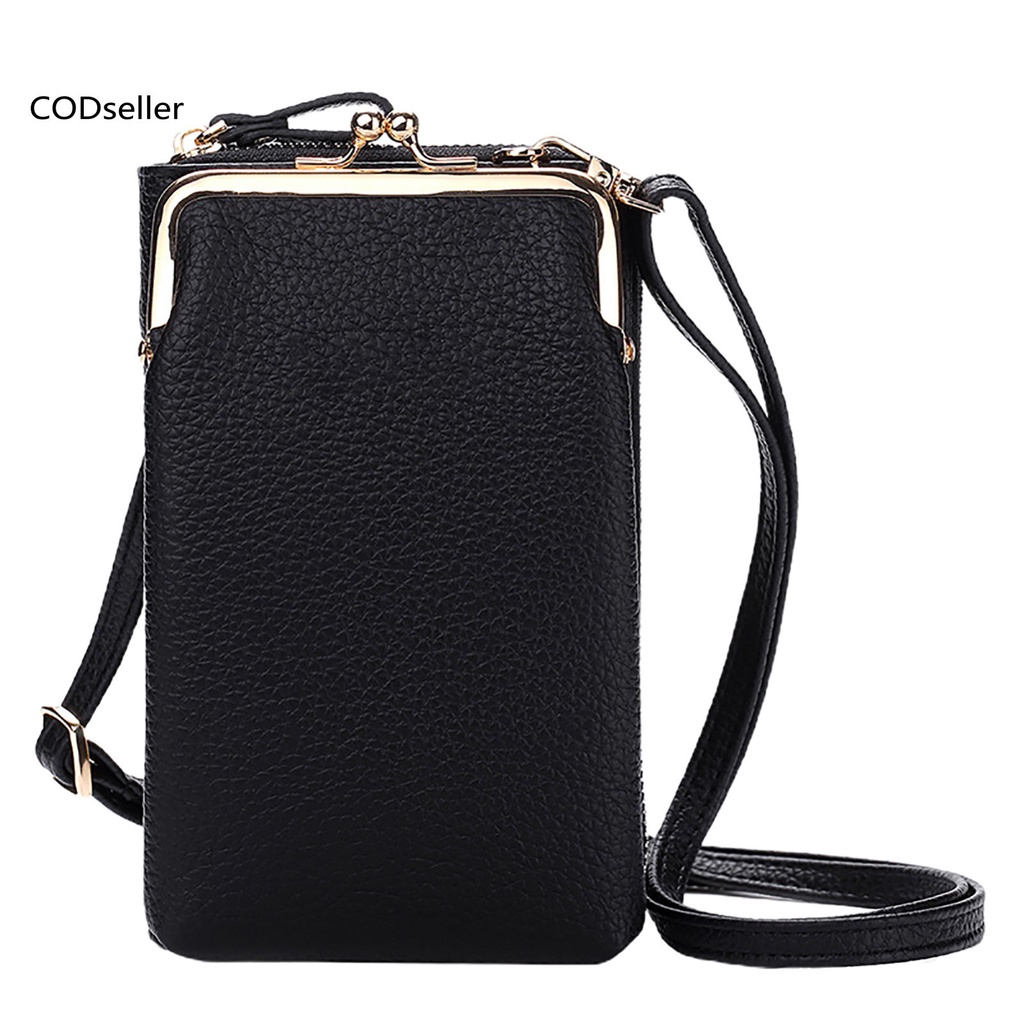 COD_ Soft Storage Pouch Solid Crossbody Wallet Adjustable Strap for Daily Use