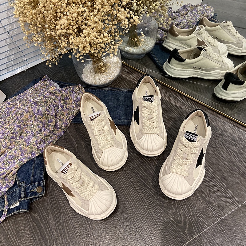 Qiaoyiluo Giày Thể Thao Đế Dày Tăng Chiều Cao Màu Trắng Nhỏ