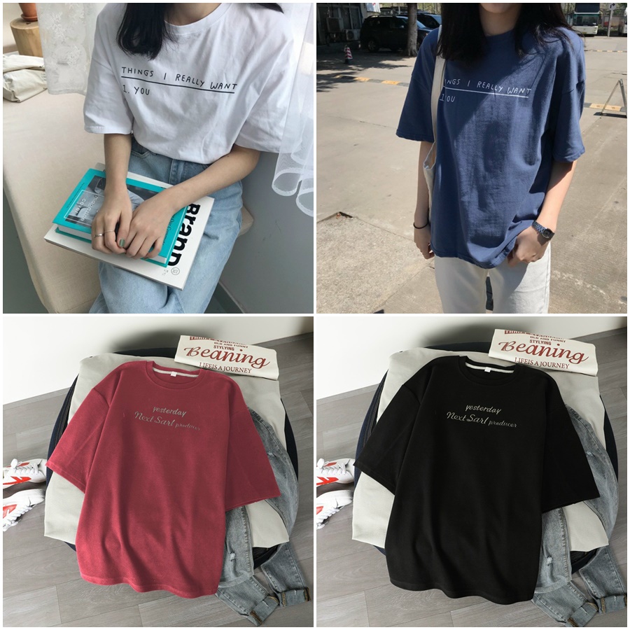 Áo thun tay lỡ form rộng unisex nam nữ mặc đẹp in chữ Think I Really Want_áo in chữ