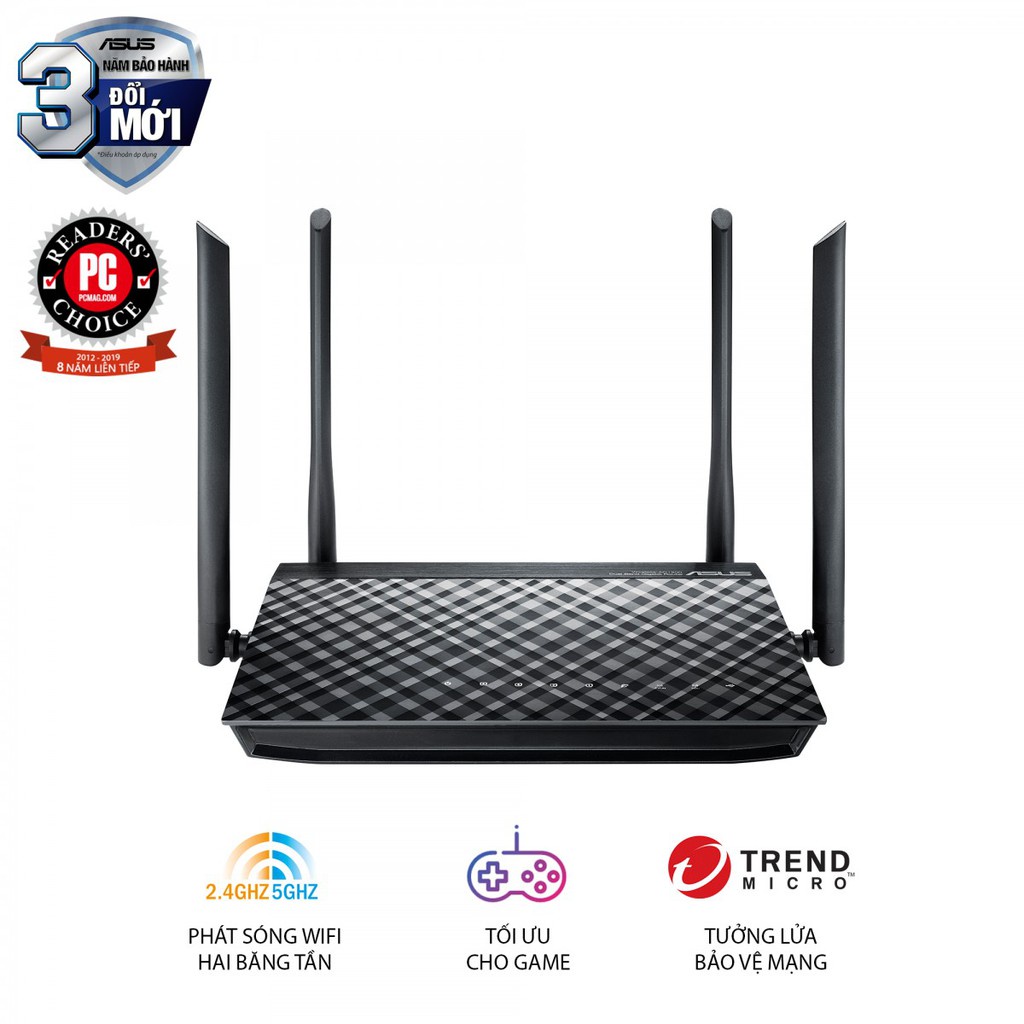 Bộ phát wifi ASUS RT-AC1200-V2 - Bộ định tuyến router băng tần kép AC1200 chức năng Kiểm soát phụ huynh