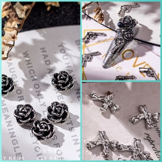 Charm sung,hoa hồng,nơ kim loại nail