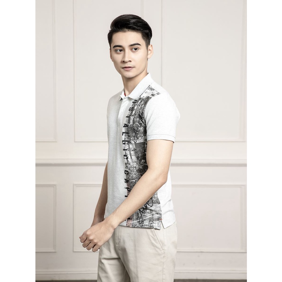 Áo thun nam cổ bẻ ARISTINO  họa tiết phố Hà Nội tinh tế APS064S1