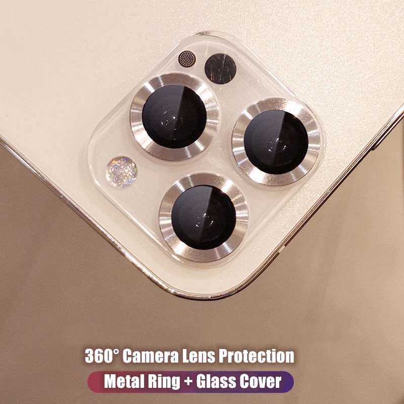 Vòng Kim Loại Kính Cường Lực Bảo Vệ Ống Kính Máy Ảnh Cho IPhone 13 12 11 pro max 13 Mini 12 Mini 11 pro max