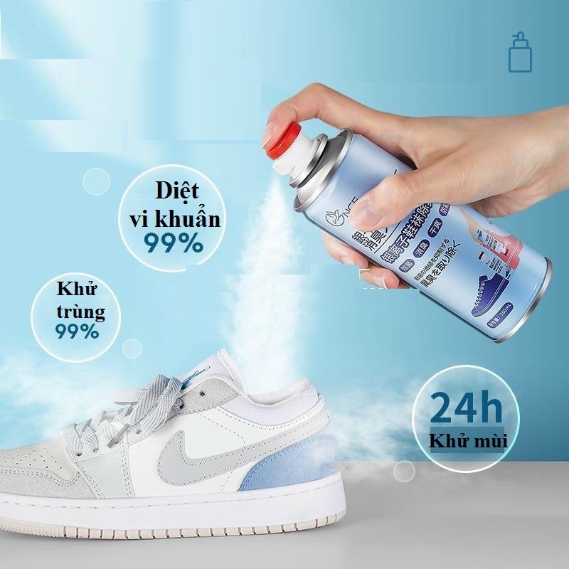 Chai Xịt Khử Mùi Giày Công Nghệ NANO BẠC, Bình Xịt Mùi Dịu Nhẹ 260ml