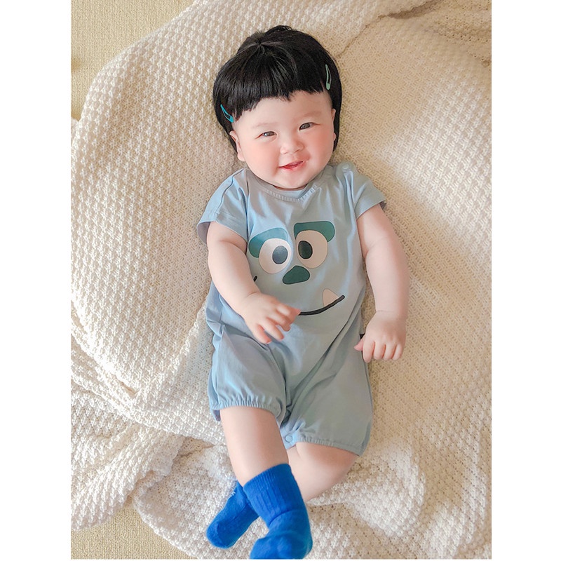 Bộ Áo Liền Quần Vải Cotton Tay Ngắn In Hoạt Hình Dành Cho Bé Sơ Sinh