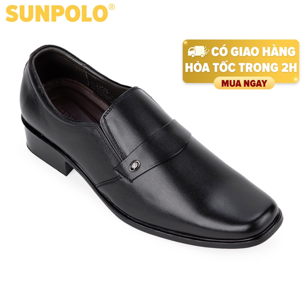 Giày Tây Nam Da Bò Công Sở SUNPOLO Đen SPH120