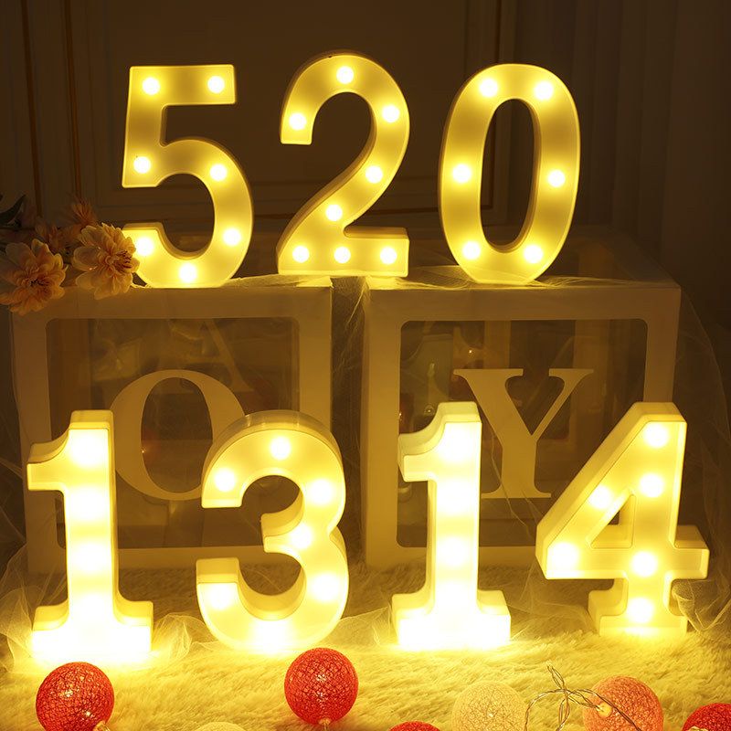 Đèn led số 3D size lớn 22cm Kem Shop trang trí sinh nhật, cầu hôn, đám cưới - Kem Shop K48