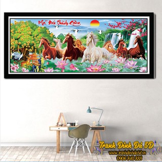 Tranh đính đá 8 con ngựa Mã đáo thành công mẫu đẹp