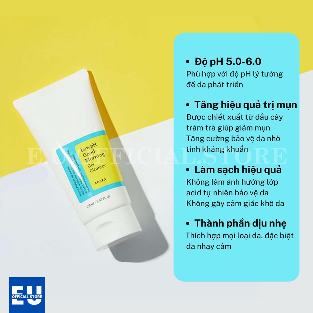 [Loại 150ml]Sữa Rửa Mặt Cosrx Low PH Good Morning Gel Cleanser Dạng Gel Chiết Từ Dầu Cây Trà | BigBuy360 - bigbuy360.vn