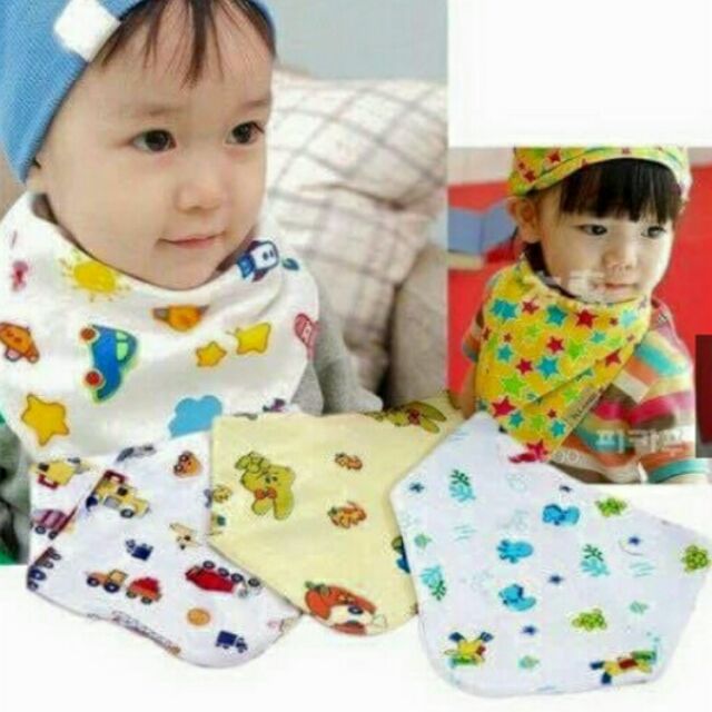 Combo 5 yếm cotton 2 lớp bấm cúc cho bé