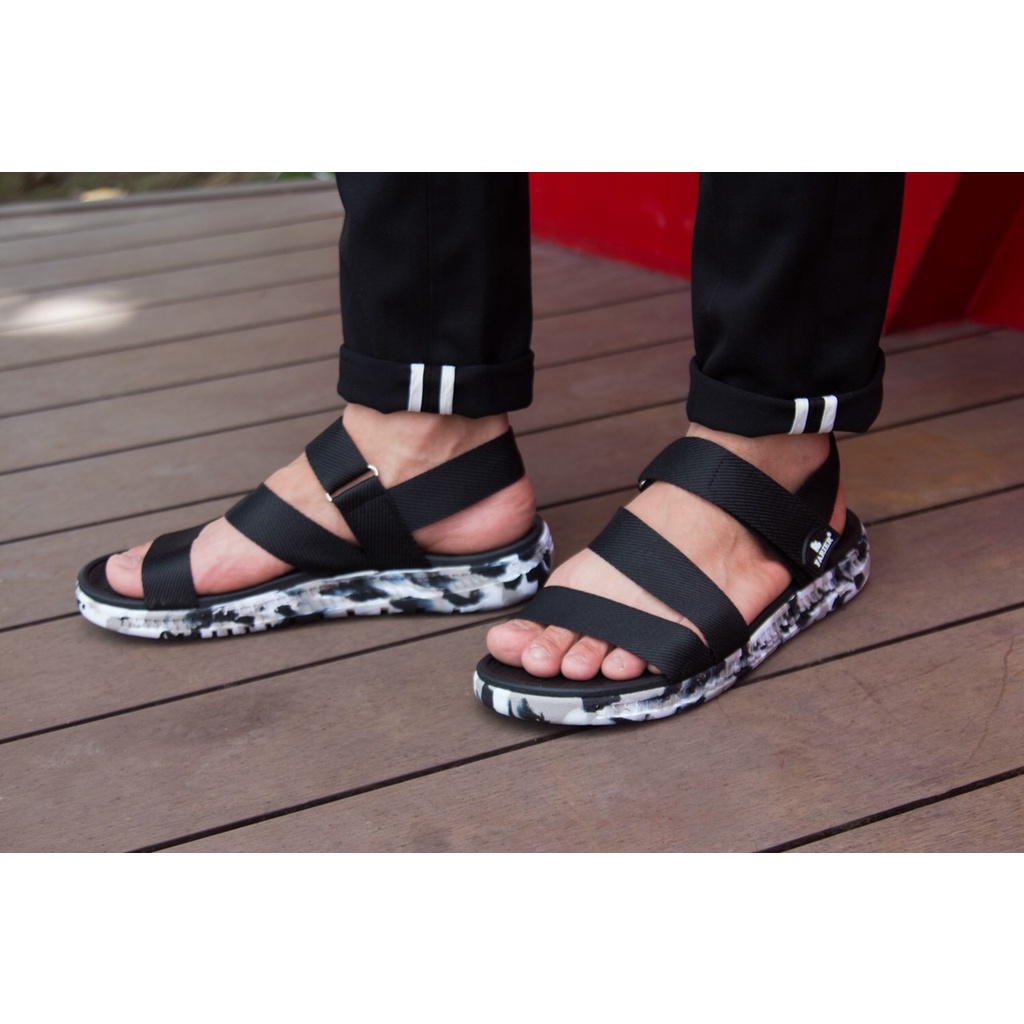 FACOTA | Giày sandal nam, nữ đen lính đi học, đi chơi HA03