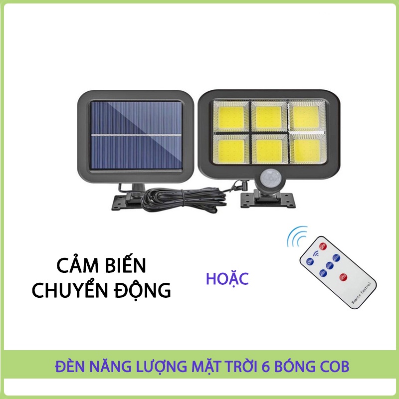 Đèn Năng Lượng Mặt Trời Chống Trộm, Chống Nước Kèm Điều Khiển Cảm Biến, Đèn Led 6 Bóng Tự Phát Sáng Tiết Kiệm Pin