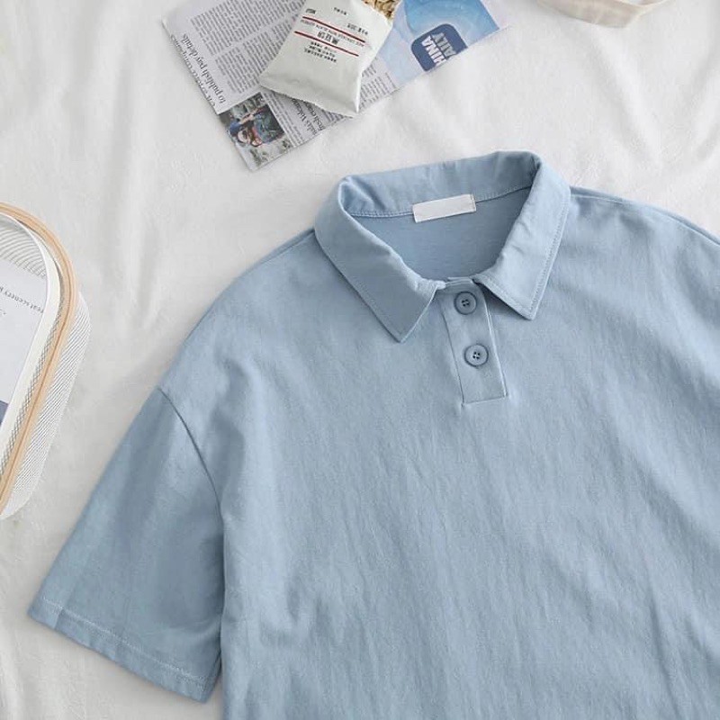 Áo polo ngắn tay phong cách Hàn Quốc dành cho nữ , Áo thun form rộng unisex polo cổ bẻ dáng rộng | BigBuy360 - bigbuy360.vn