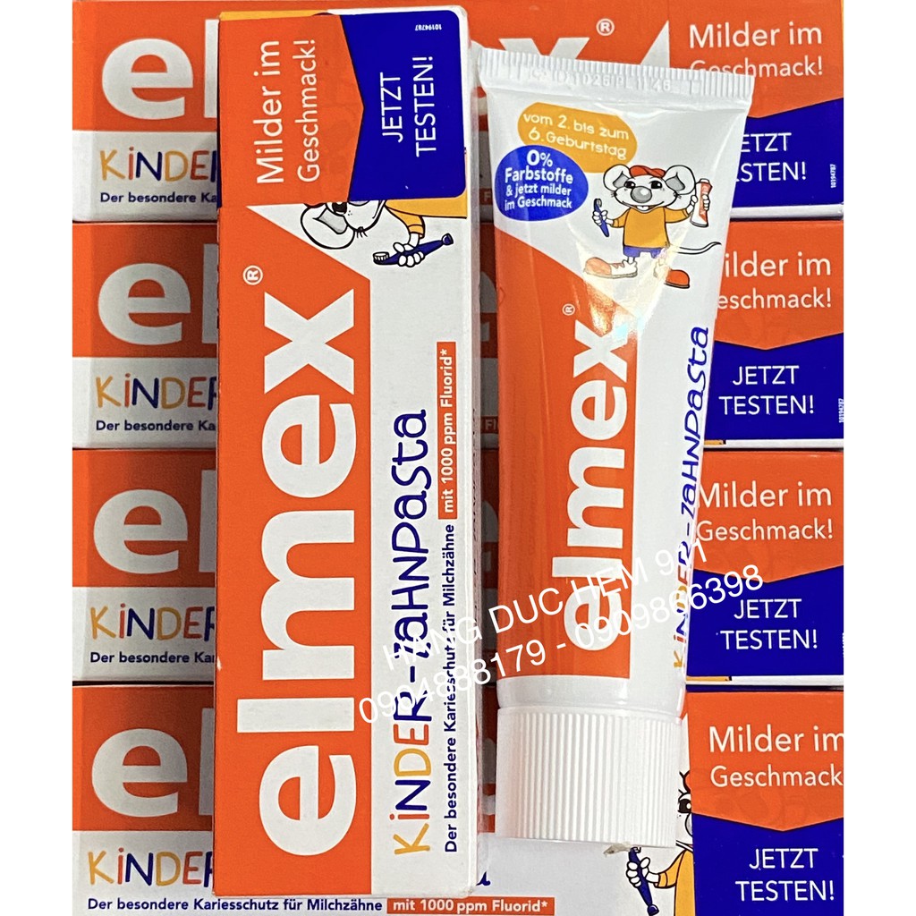 Kem đánh răng cho bé từ 2 tuổi đến 6 tuổi Elmex  Kinder 50ml nội  địa Đức