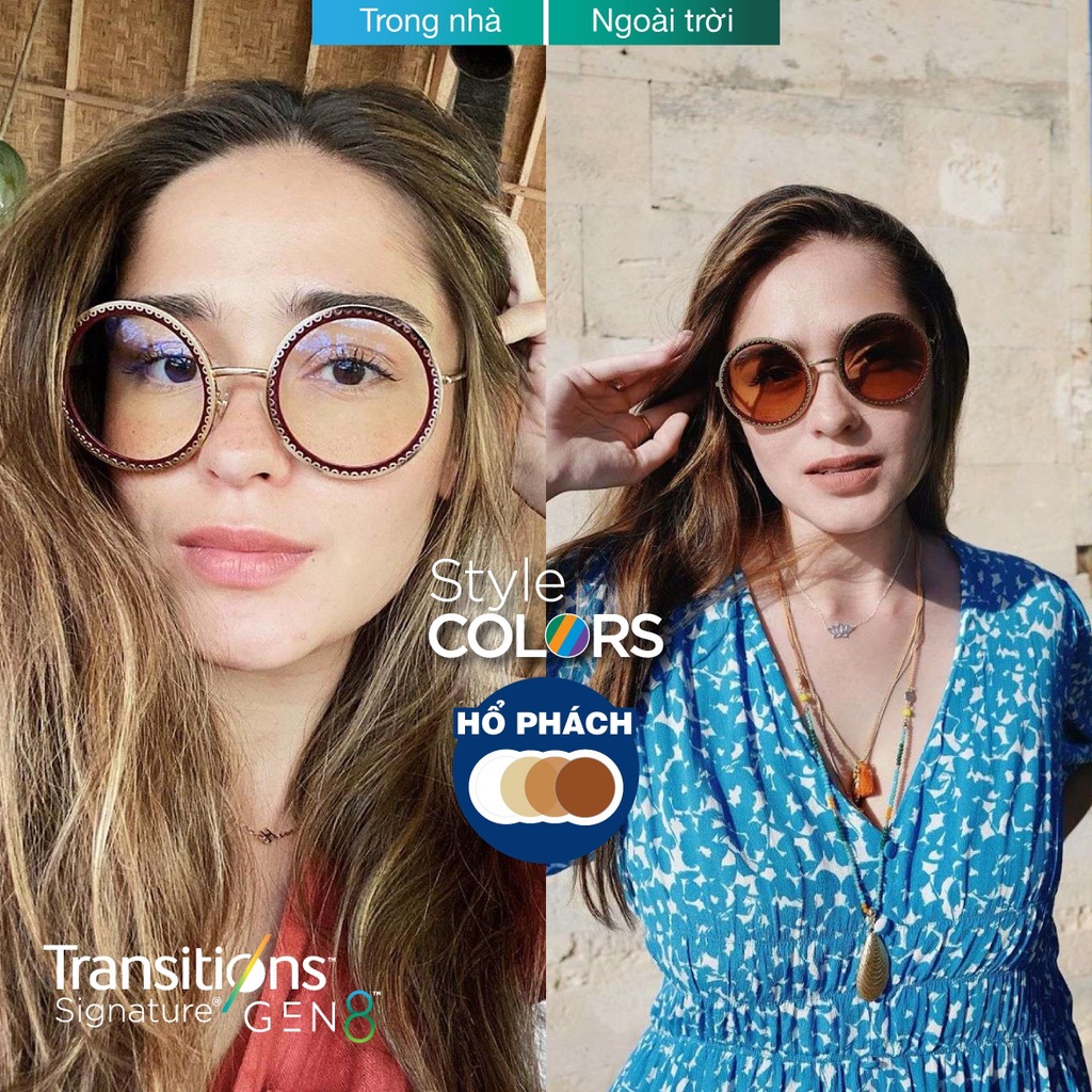 Tròng Kính Đổi Màu Essilor 1.50 SPH Transitions Style Colors Gen8 chính hãng Pháp