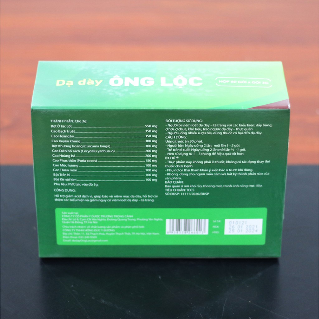 Dạ dày Ông Lộc - Hỗ trợ giảm acid dịch vị, giúp bảo vệ niêm mạc dạ dày (60 gói)