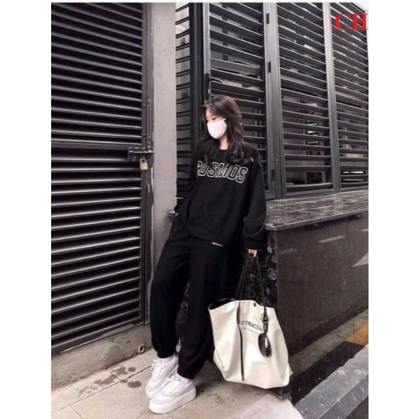 Sét Bộ thu đông nam nữ SWeater ComBus; Vòng tròn Ulzzang tay bồngÁo thun dài tayĐồ mặc nhà 2021