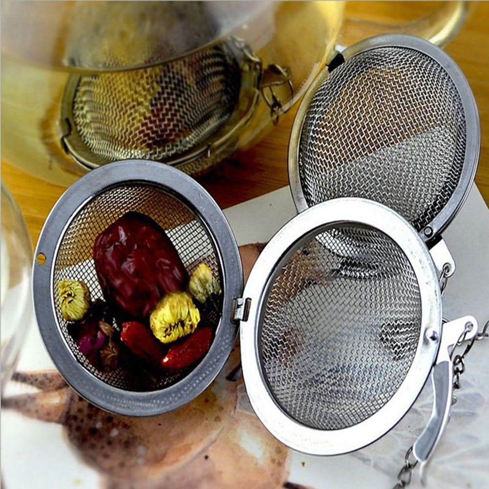 Dụng cụ lọc trà và gia vị dạng bóng lưới gắn dây xích khóa thiết kế tinh tế bằng thép không gỉ dùng trong nhà bếp