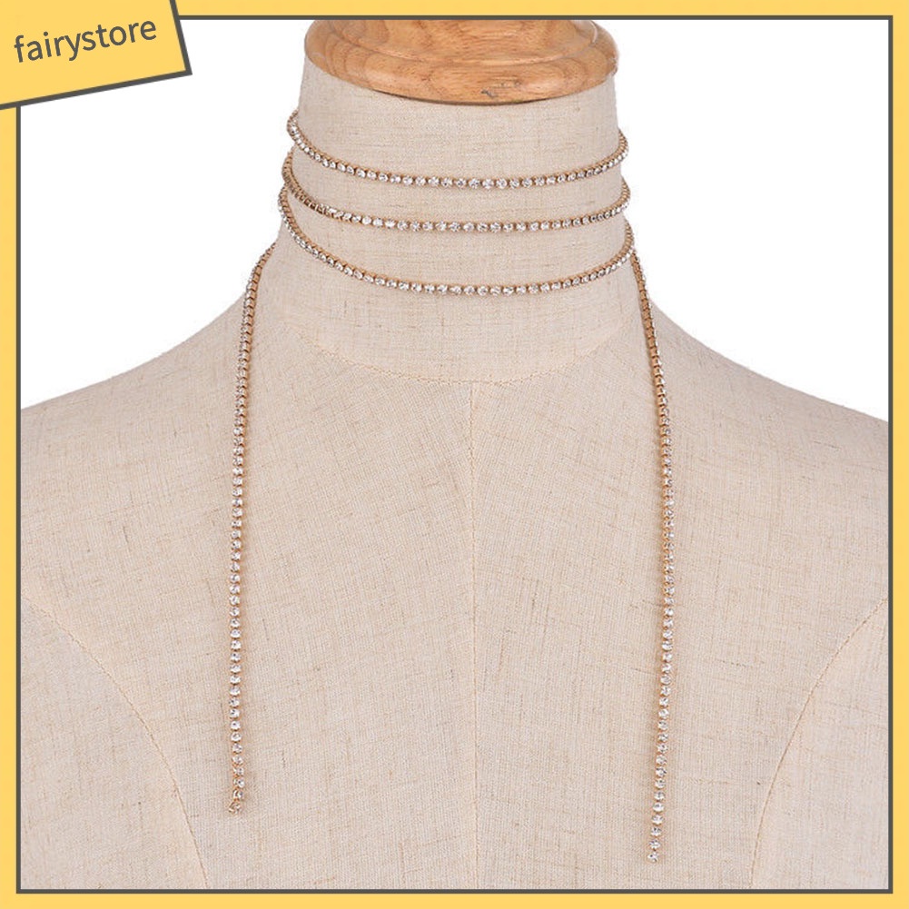 Vòng cổ choker dài cho nữ có đính đá lấp lánh thời trang