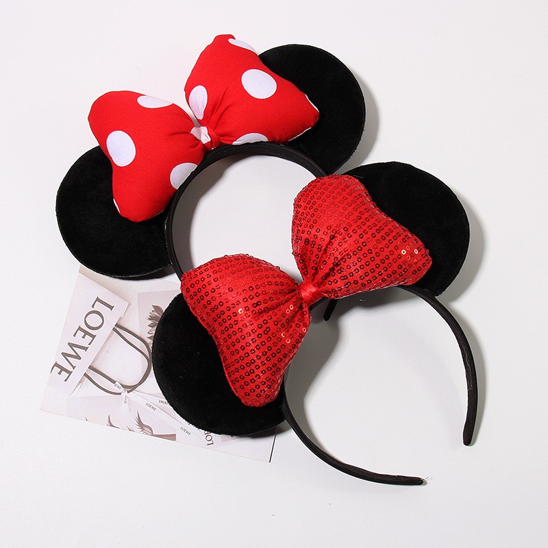 Cài tóc cho bé hoạt hình mickey loại to màu đen đỏ cực xinh - Selenshop