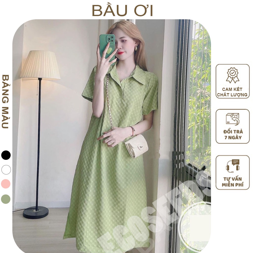 [BAUOII V77] ĐẦM BẦU SƠ MI CỔ ĐỨC CHẤT THUN XỐP TRẺ TRUNG - VÁY BẦU CÔNG SỞ ĐẸP PHÙ HỢP VỚI MẶC ĐI LÀM ĐI CHƠI