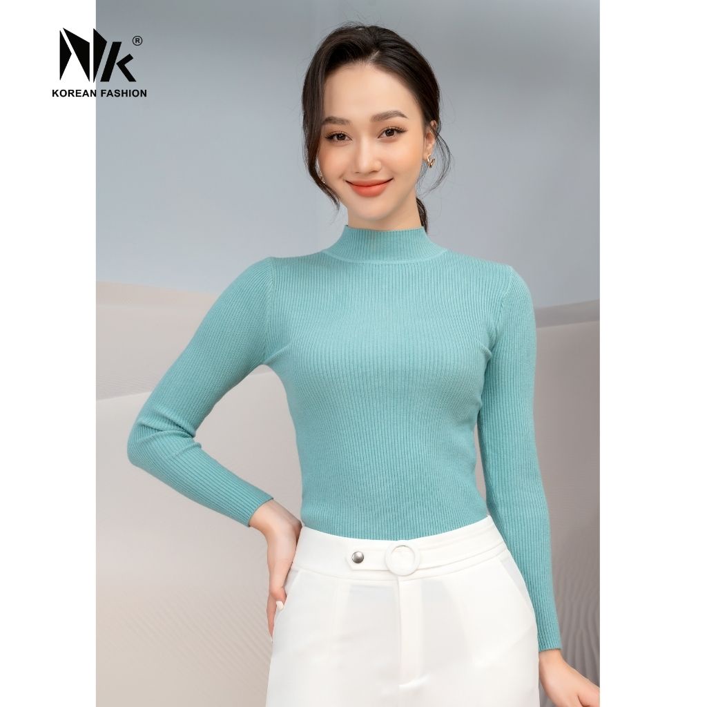 Áo Len Nữ Dài Tay NK Fashion Thiết Kế Cổ Cao Dáng Ôm, Chất Liệu Len Tăm Mềm Mịn Chống Xù NKFAL2109018