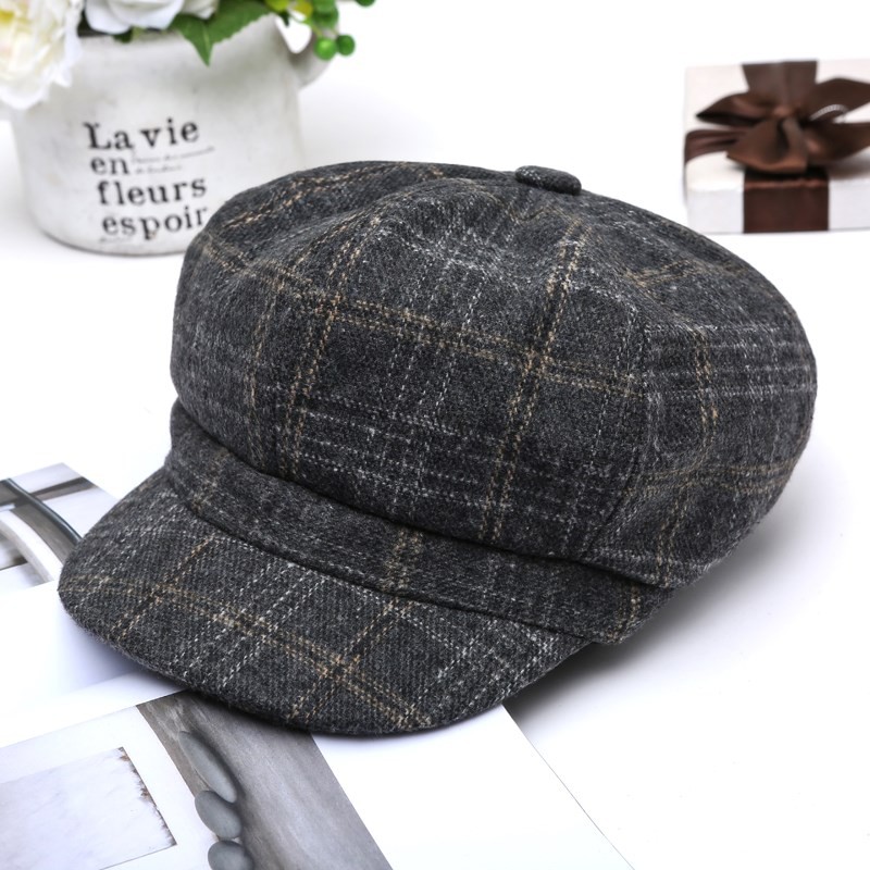 Mũ Nồi Dạ Beret Kẻ Caro - MTT2