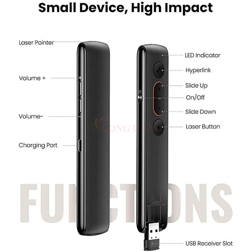 Bút trình chiếu Laser Ugreen Wireless Presenter LP180 - Hàng chính hãng - Điều khiển từ xa tiện lợi
